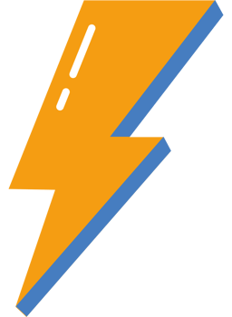 A lightning bolt icon with a blue and orange background png