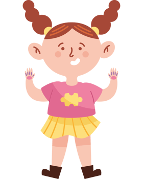 A cartoon girl with pigtails and a pink shirt png