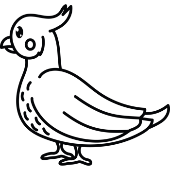 A black and white drawing of a bird png