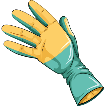 A cartoon glove with yellow and green gloves png