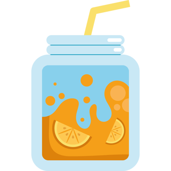 Orange juice in a jar with a straw png