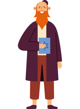 An illustration of a jewish man holding a book png