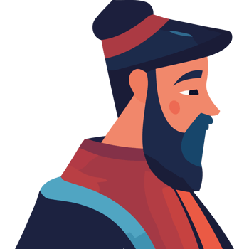 An illustration of a man with a beard and hat png