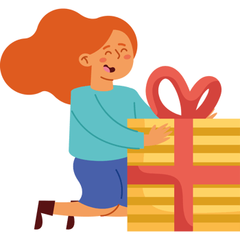 A girl holding a gift box png