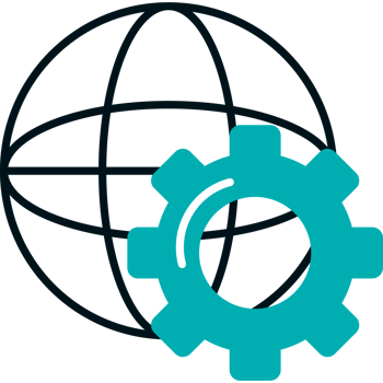 A gear wheel and globe icon png