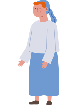 A cartoon woman in a blue dress and white shirt png