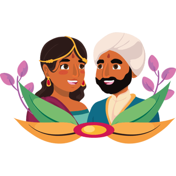 An illustration of a couple in indian clothing png
