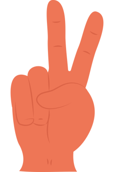 A cartoon hand with two fingers up png