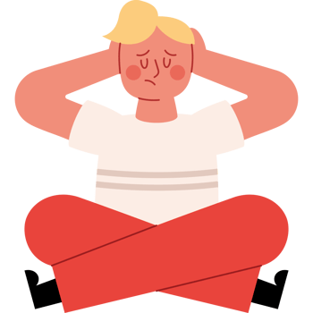 A man sitting in a lotus position with his hands on his head png