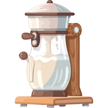 A cartoon coffee maker with milk in it png