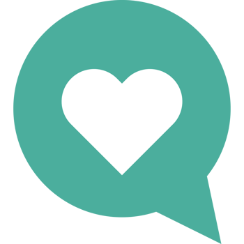 A heart in a speech bubble on a black background png