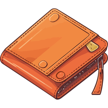 An orange wallet with a zipper png