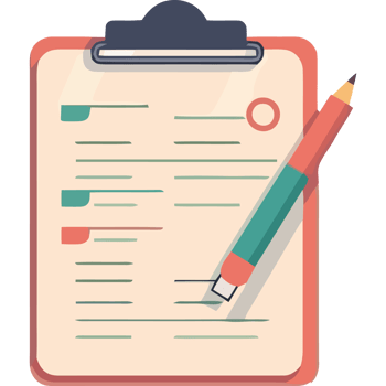 Clipboard with pen and paper icon png