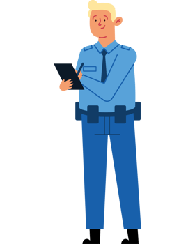 A cartoon police officer holding a tablet png