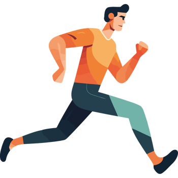 A man running in a cartoon style png