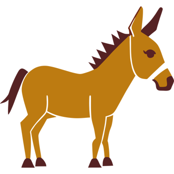 A cartoon donkey standing on a black background png