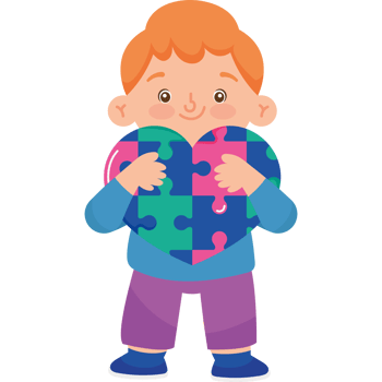 A boy holding a puzzle piece heart png