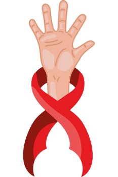 A hand with a red ribbon around it png