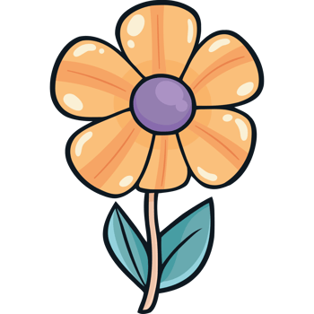 A cartoon flower with purple petals png