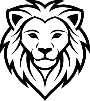Majestic Lion Head Black and White Line Art Design vector