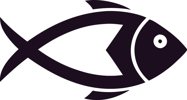 Stylized Black Fish Icon Christian Symbol, Seafood, Design vector