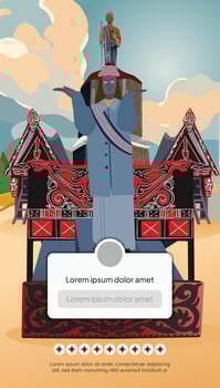 Social Media post template idea with Indonesia toba culture design illustration vector