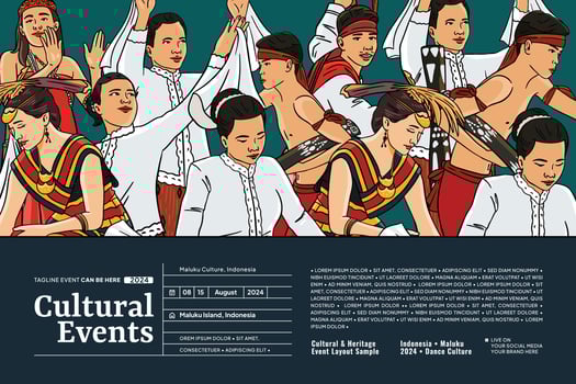 Indonesian Maluku culture illustration layout template design vector