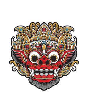 Barong. Traditional ritual Balinese mask illustration vector