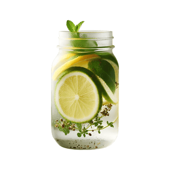A jar filled with lemon slices and mint png