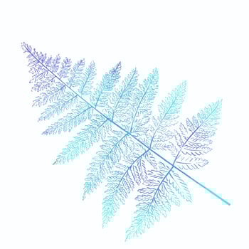 Watercolor blue sprig of fern. Tropical leaf. Forest plants, botany. vector