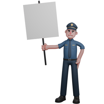 Professional Law Enforcement Male. A police officer stands holding a large white signboard png