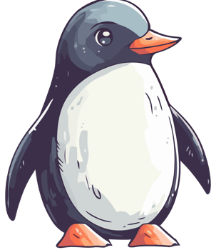 A penguin with a black and white body and orange beak png