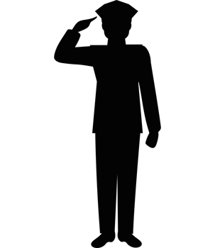 A silhouette of a man saluting png