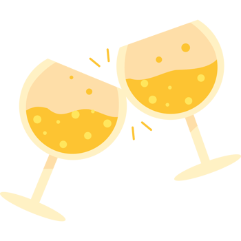 Two glasses of wine with bubbles on them png
