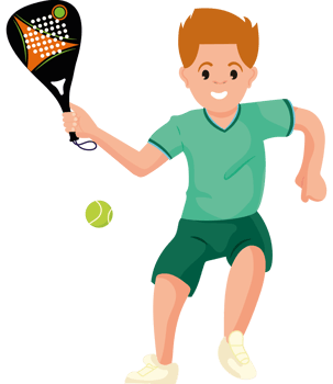 A boy is playing tennis with a racket and ball png