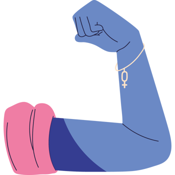 A cartoon arm with a pink and blue shirt png