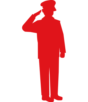 A silhouette of a man in uniform saluting png