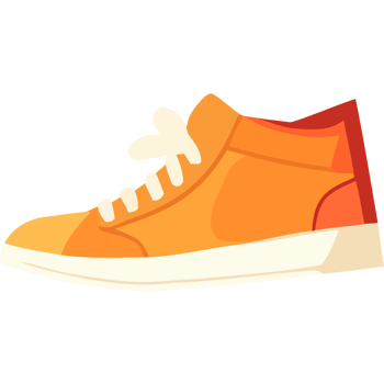 An orange shoe with a white laces png