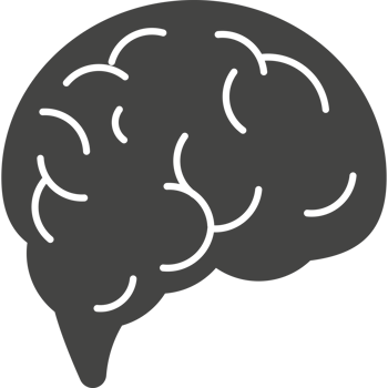 A black and white illustration of a brain png