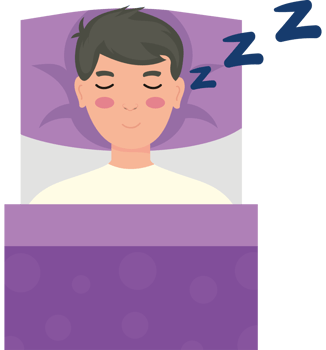 A man sleeping in a bed with his eyes closed png
