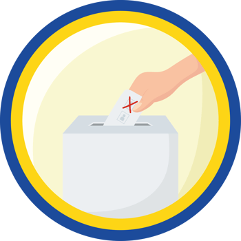 A hand putting a vote in a box png