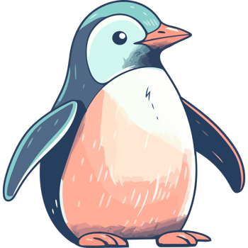 A cartoon penguin with a blue and pink body png
