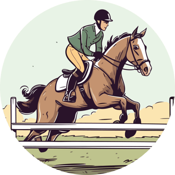 A horse and rider jumping over an obstacle png