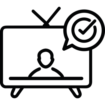 A black and white image of a television with a person sitting in front of it png