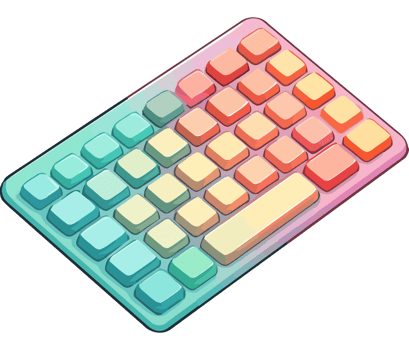 A colorful keyboard with a rainbow background png