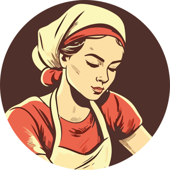 A woman in an apron is cooking food png