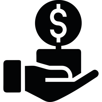 A hand holding a dollar sign and a coin png