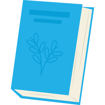 A blue book with a plant on it png