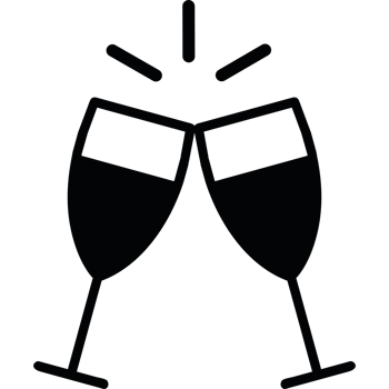 Two glasses of champagne are toasting each other png