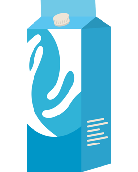 A milk carton with a blue and white logo png